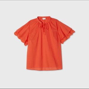 Orangish- red Blouse
